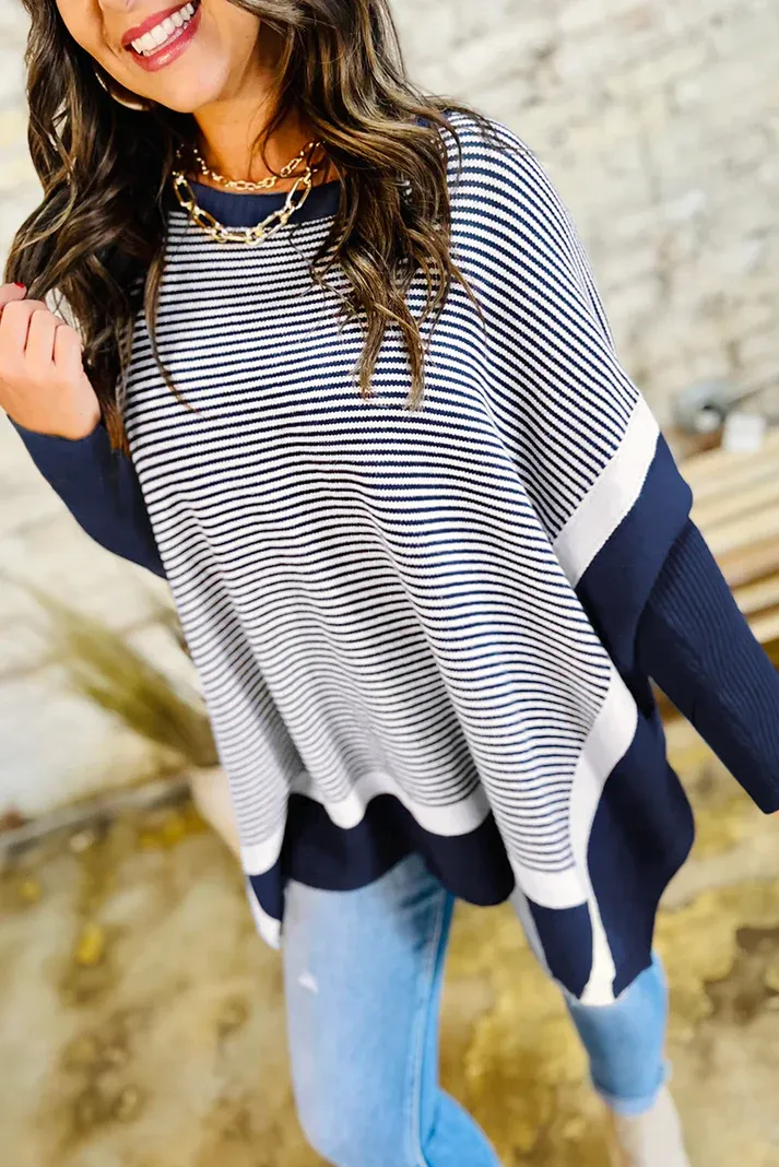 Stripe Dolman Oversized Tunic