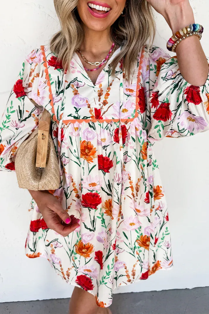 Floral RicRac Trim Dress