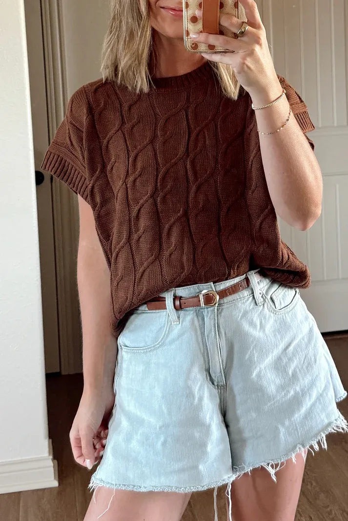 Dark Brown Cable Sweater