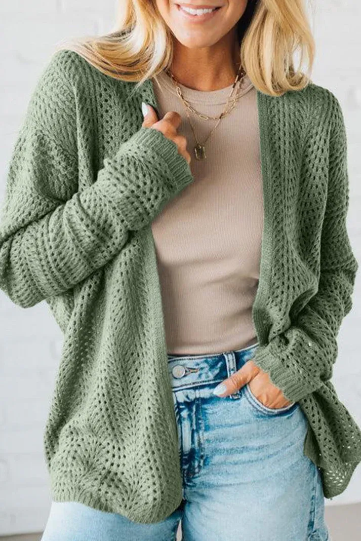 Green Scallop Edge Cardigan
