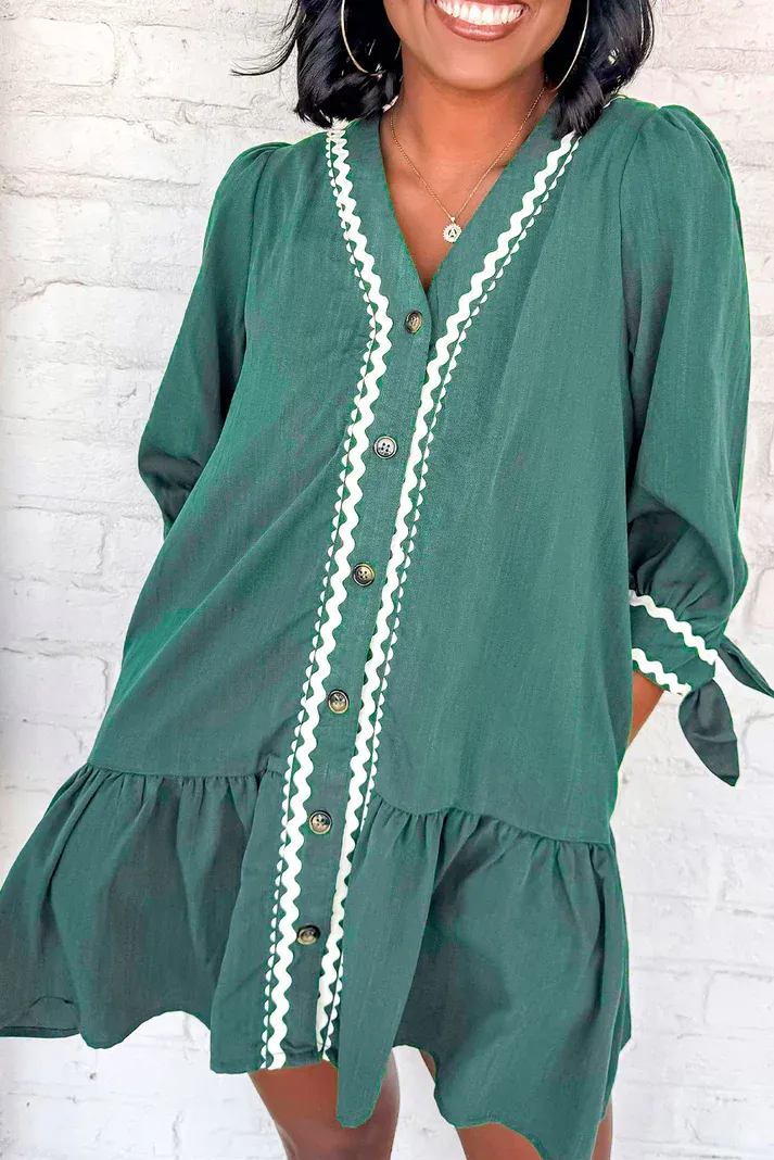 Contrast RicTac Trim Shift Dress