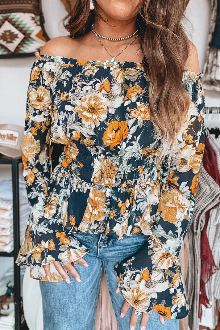 Floral Off Shoulder Bell Top