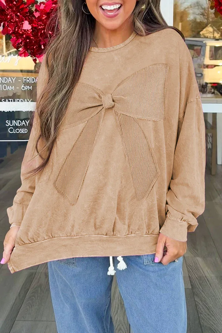 Mineral Wash Big Bow Pullover