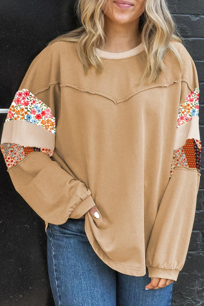 Khaki Exposed Floral Top