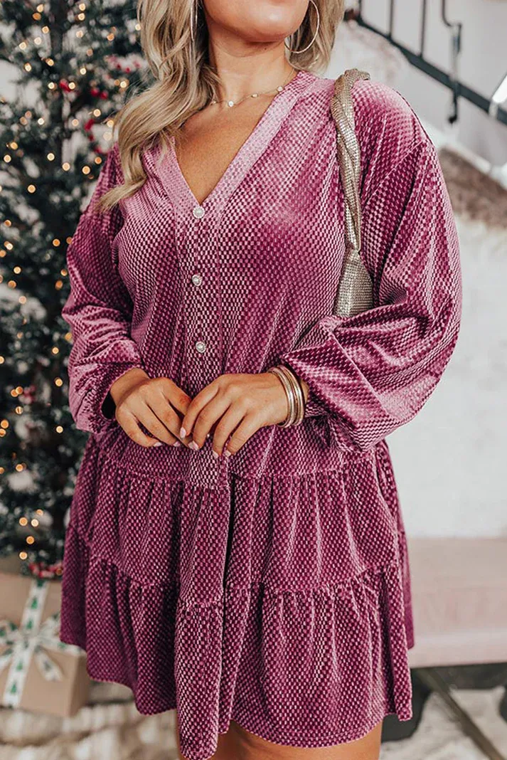 Mauve Plus Size Velvet Dress