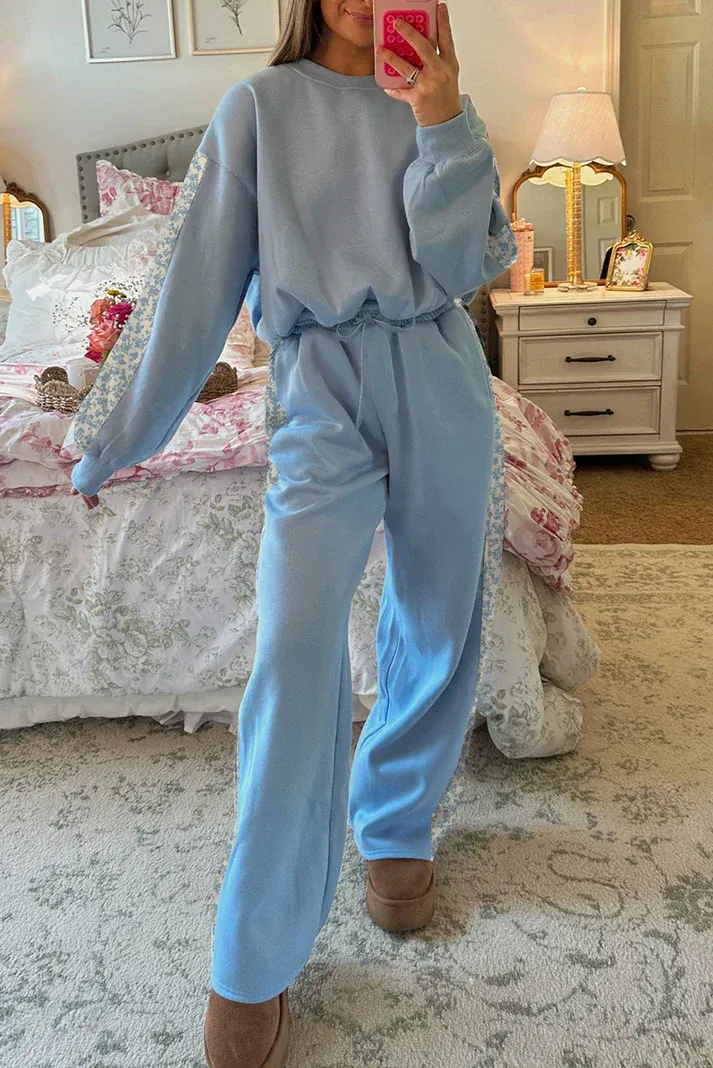 Blue Floral Patchwork Lounge Set