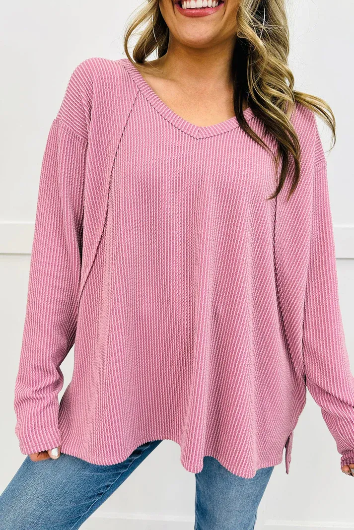 Pink Twisted Rib Loose Top