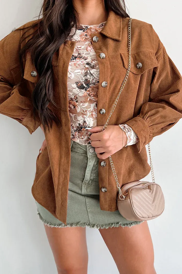 Corduroy Flap Pocket Shacket
