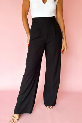 Black Pleated Elastic Pants