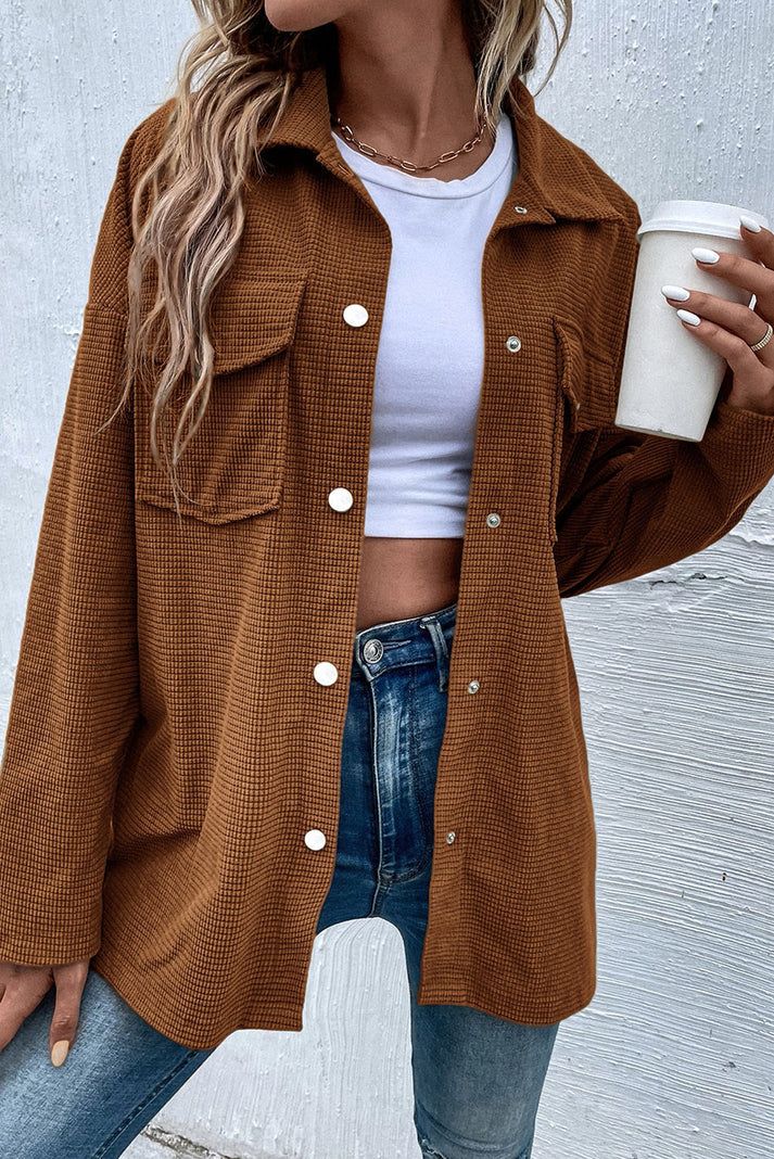 Brown Textured Shacket