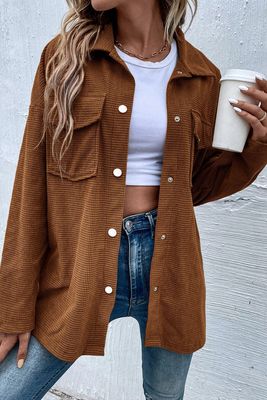 Brown Textured Shacket