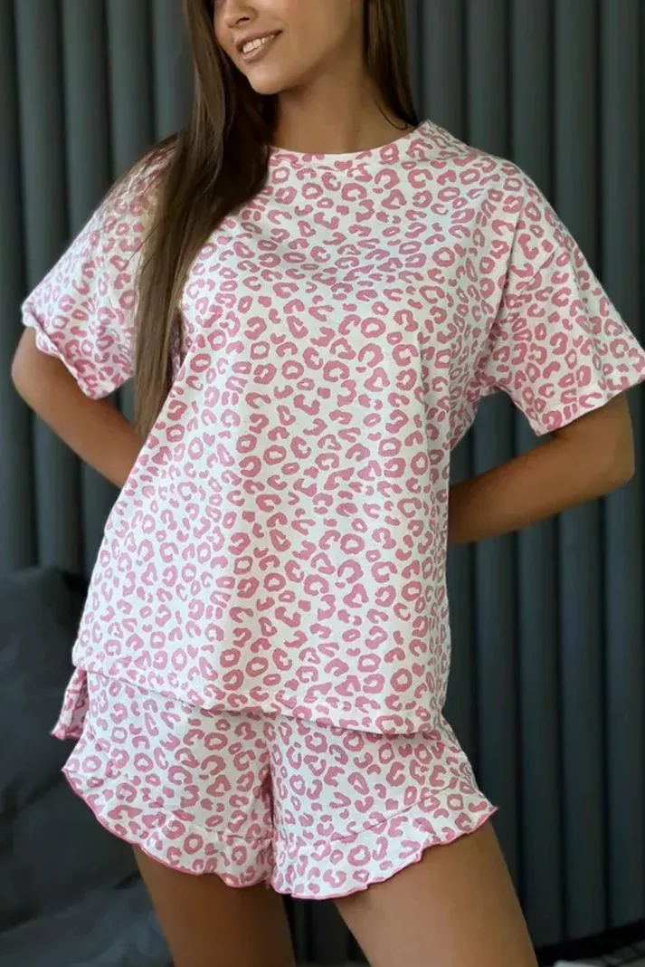 Pink Leopard Crew Set