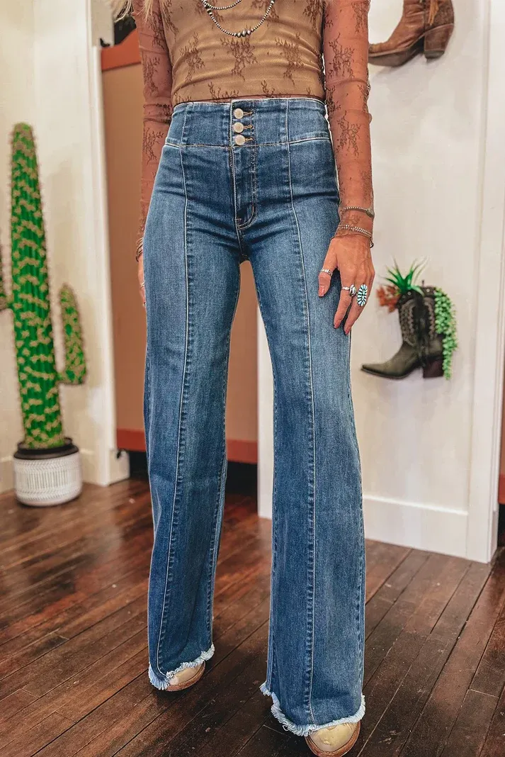 Raw Hem Flare Jeans