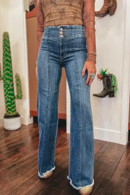 Raw Hem Flare Jeans