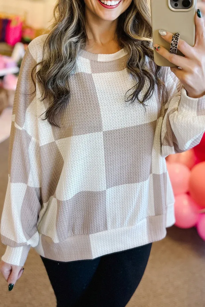 Khaki Checkered Light Weight Top