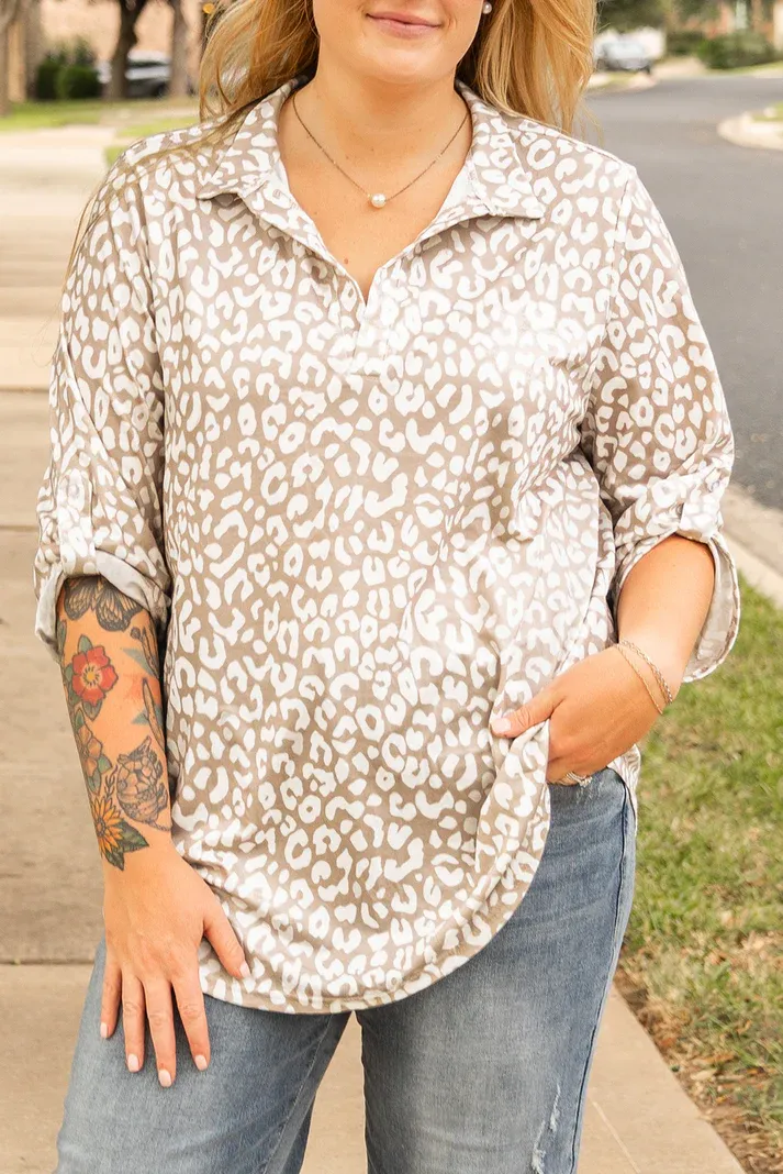 Leopard Tab Sleeve Top