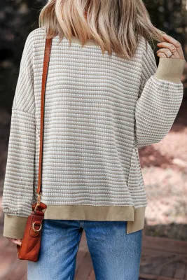 Stripe Ribbed Oversize Top