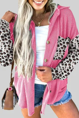 Leopard Patched Ribbed Shacket