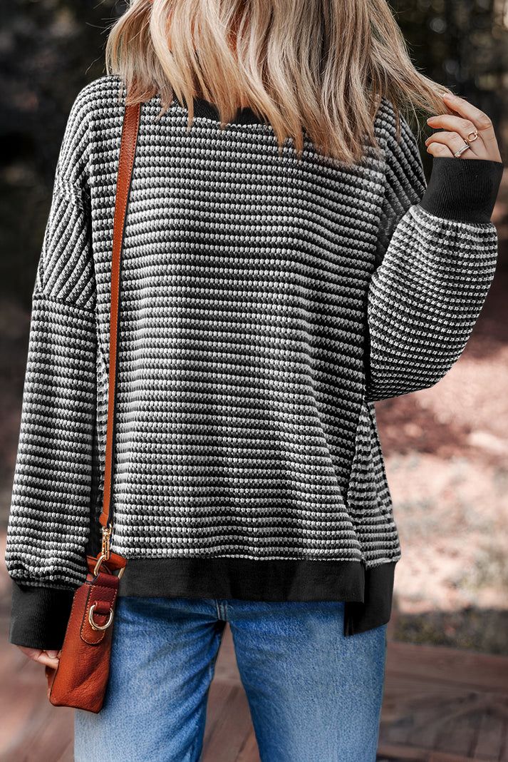 Stripe Ribbed Oversize Top