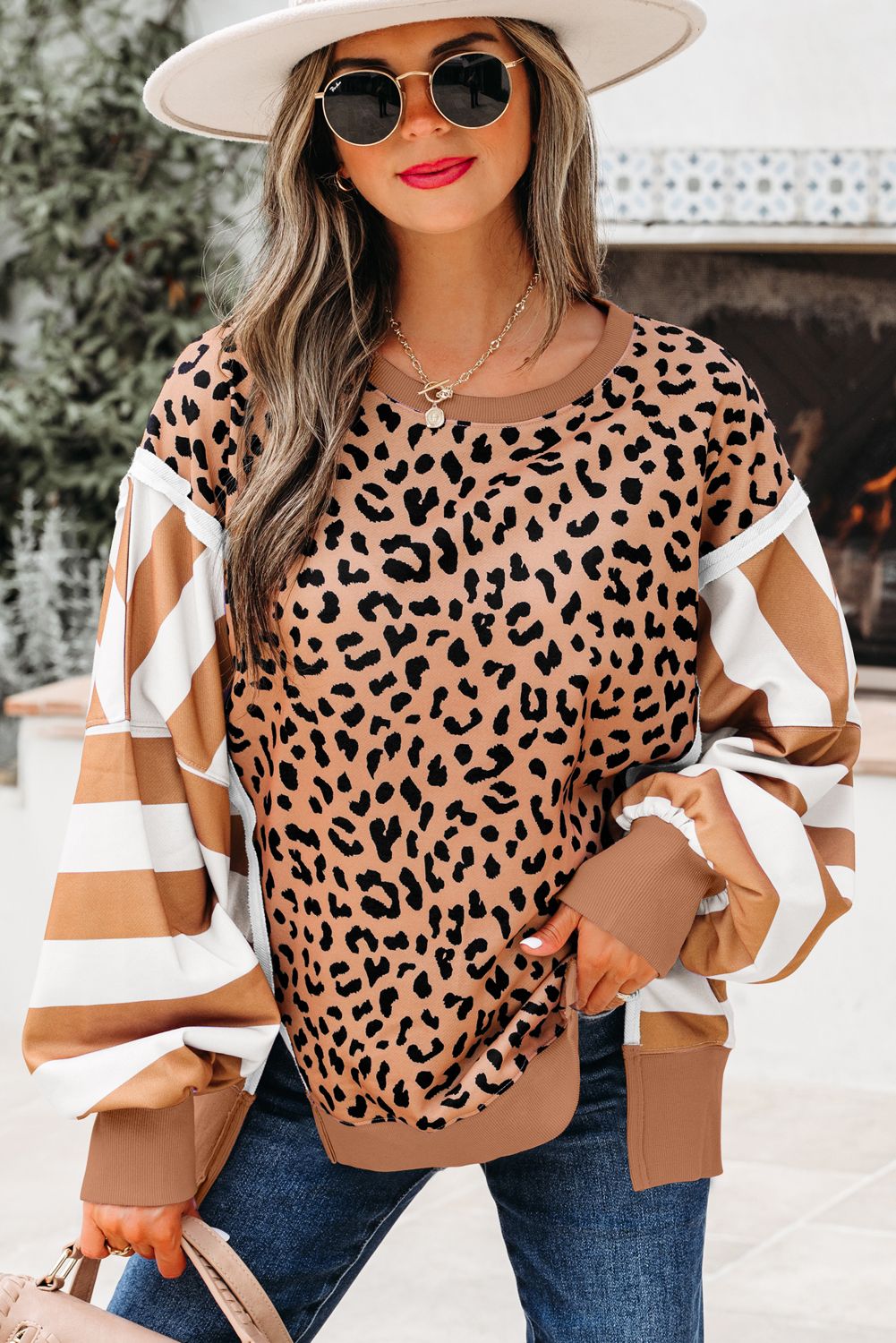Leopard Stripe Pullover