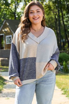 Textured Patchwork Sweater