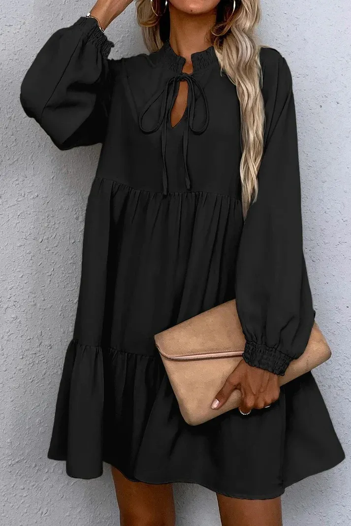 Black Tie Ruffle Dress