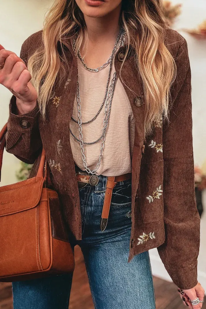 Floral Embroidered Corduroy