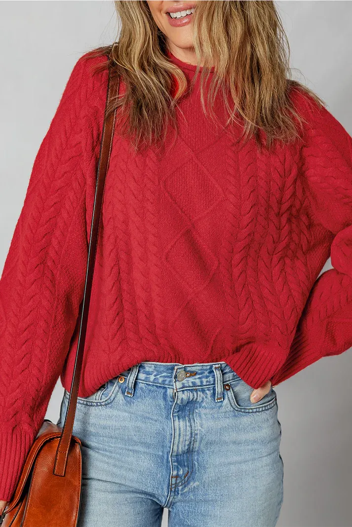 Red Cable Knit Sweater