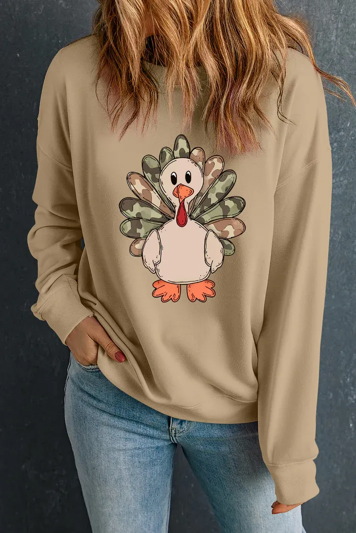 Beige Camouflage Turkey Sweatshirt