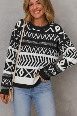 Abstract Print Sweater