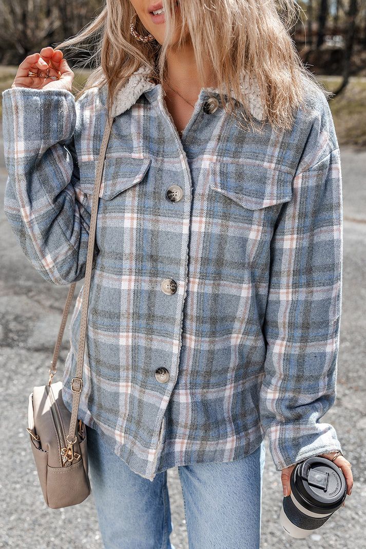 Blue Plaid Sherpa Jacket