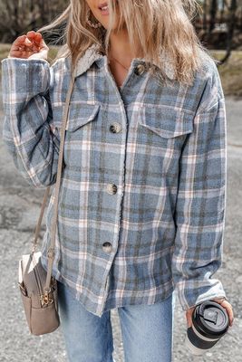 Blue Plaid Sherpa Jacket