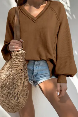 Textured V-Neck Top