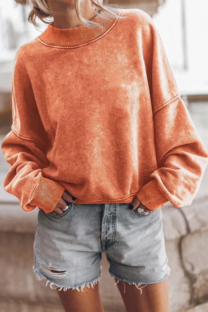 Orange Drop Shoulder Sweatshirt