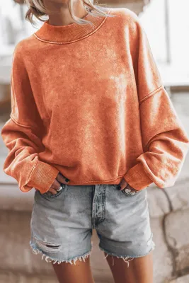 Orange Drop Shoulder Sweatshirt
