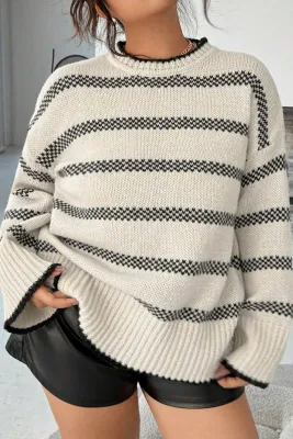 Stripe Wide Sleeve Sweater