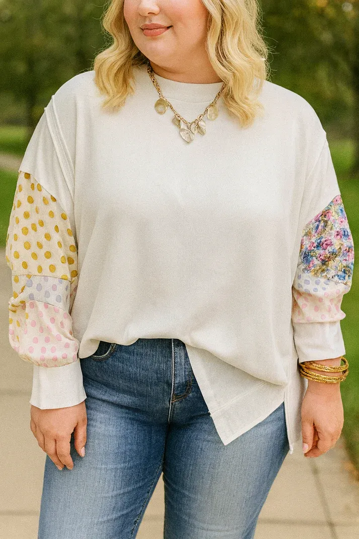 White Dot Floral Sweatshirt