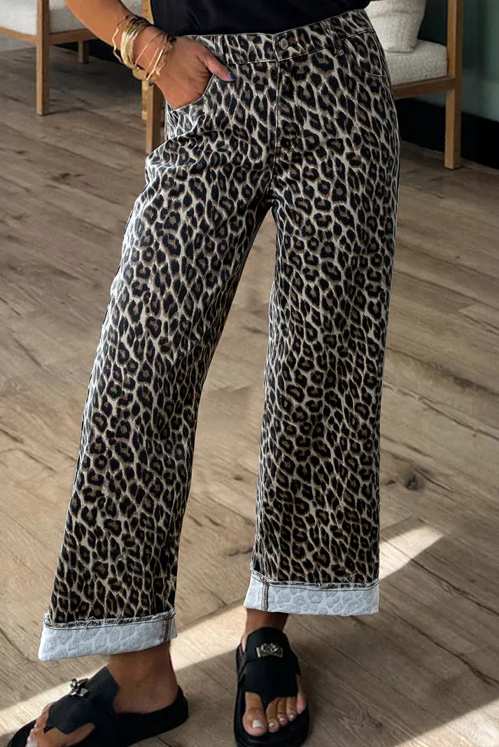 Leopard Loose Leg Jeans