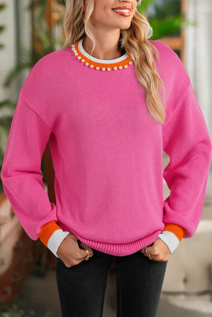 Pearl Detail Knit Sweater