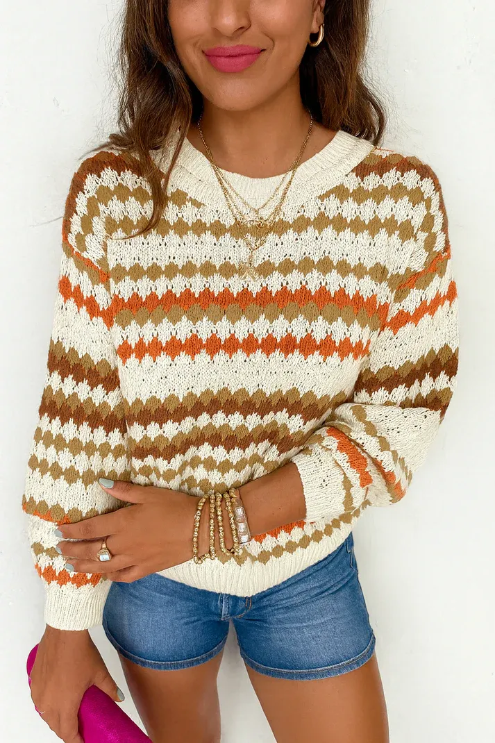 Striped Eyelet Sweater