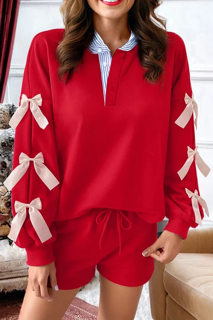 Red Satin Bow Set
