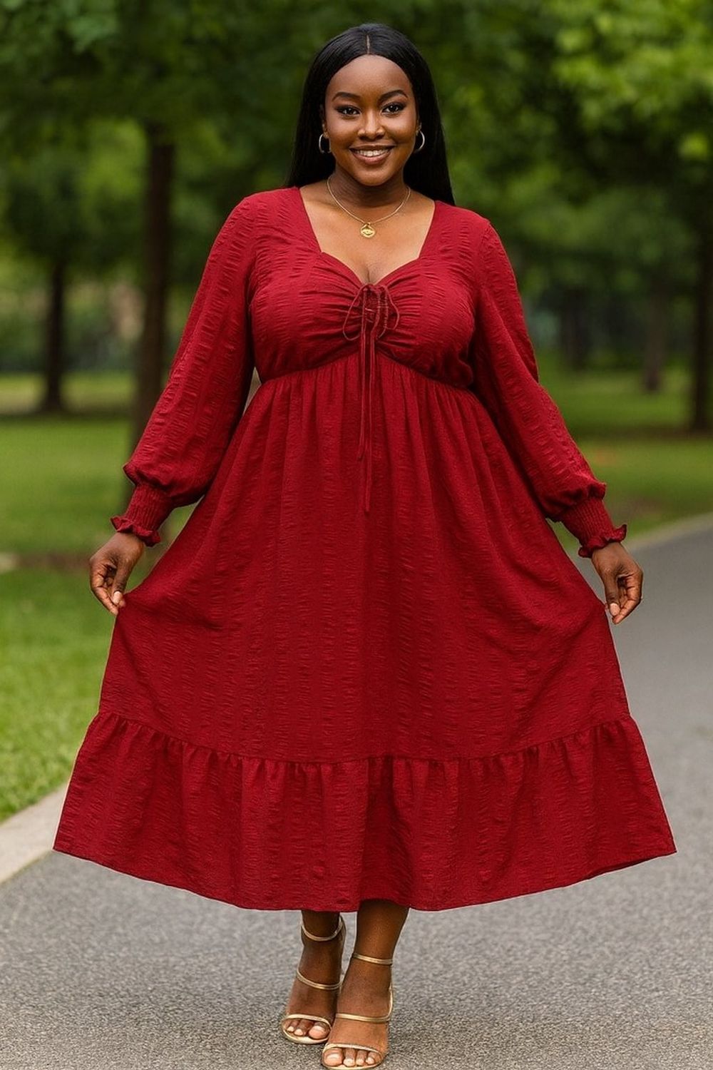 Fiery Red Midi Dress