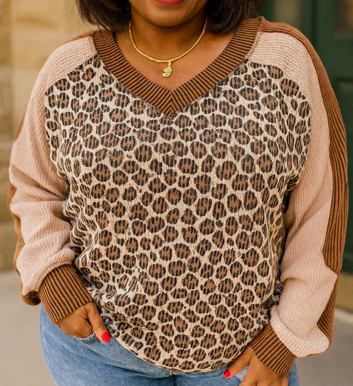 Leopard Ribbed Pullover
