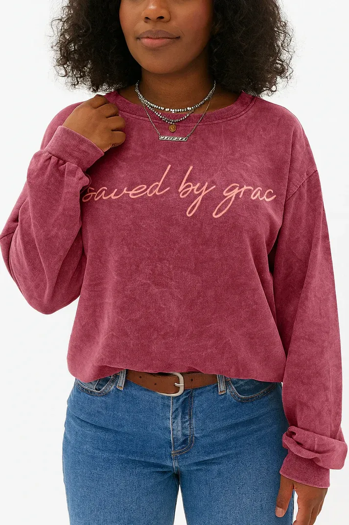 Saved by Grace Embroidered Sweatshirt