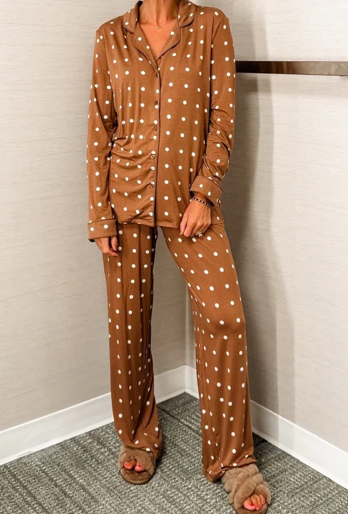 Brown Polka Dot PJ Set