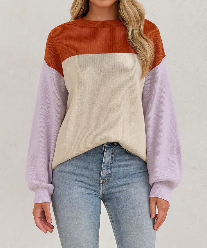Color Block Ribbed Sweater