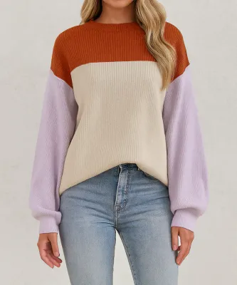 Color Block Ribbed Sweater