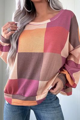 Checkered Loose Knit Top