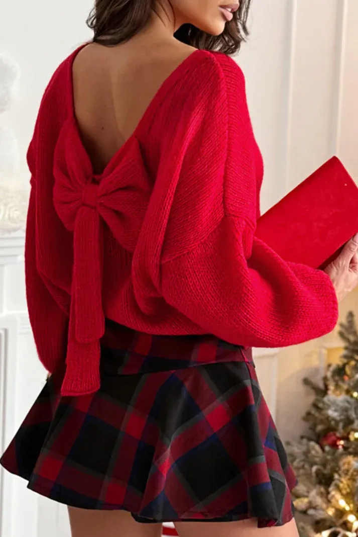 Red Bow Back Sweater