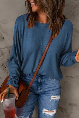 Blue Slouchy Patchwork Top